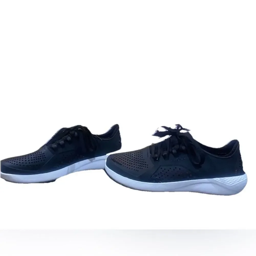 Crocs LiteRide Pacer Shoes Men’s 9 Black Lace Up Comfort Water Pool Sneakers